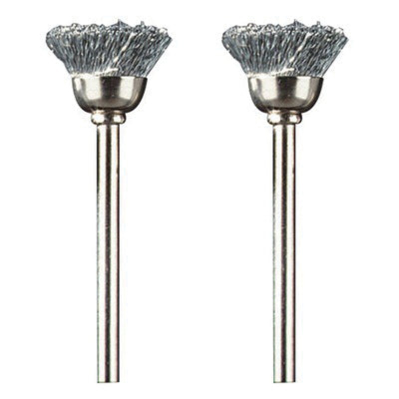 DREMEL 442-02 Cup Brush, 1/2 in Dia Brush, Straight Bristle, Carbon Steel Bristle, Yellow