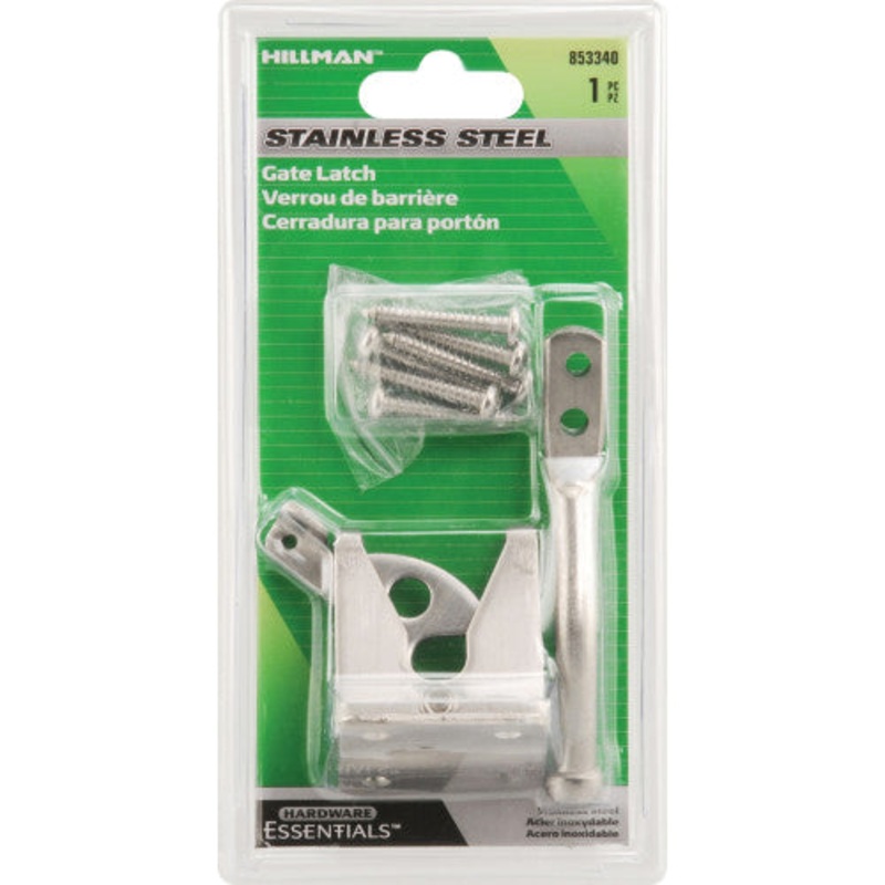 HARDWARE ESSENTIALS 853340 Gate Latch, Automatic Style, Stainless Steel, Stainless Steel