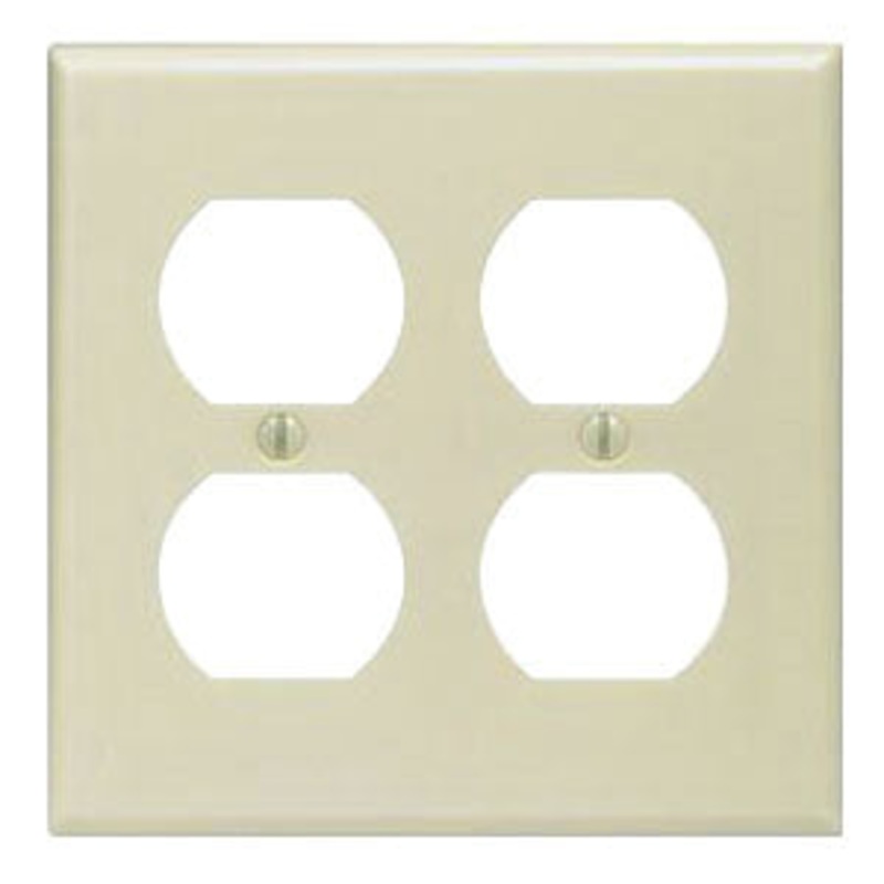 Leviton 86016 Wallplate, 2 -Gang, Square, Thermoset, Ivory