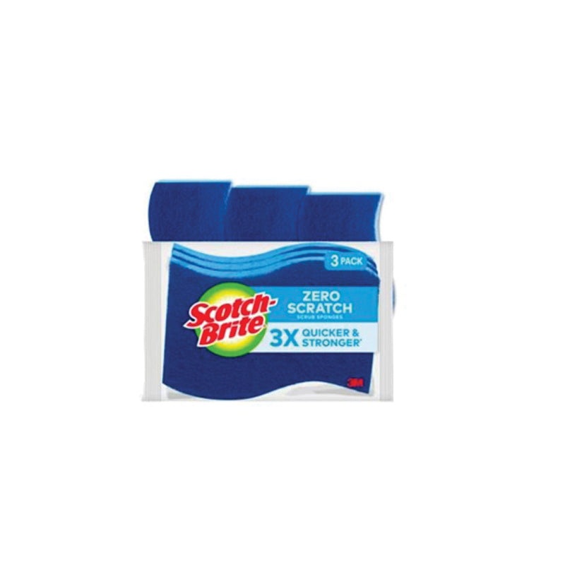 Scotch-Brite 021200-59846 Zero Scratch Scrub Sponge, 4.4 in L, 2.6 in W, Cellulose